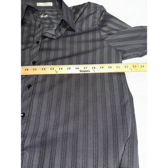 Foxcroft Women’s Wrinkle Free Button Up Top Dark Gray Black Stripe 16 office - Picture 8 of 9